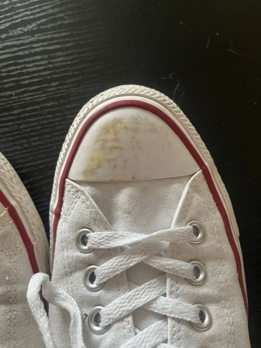 Converse White Canvas Low Top Sneakers with Red Trim - Picture 6 of 6